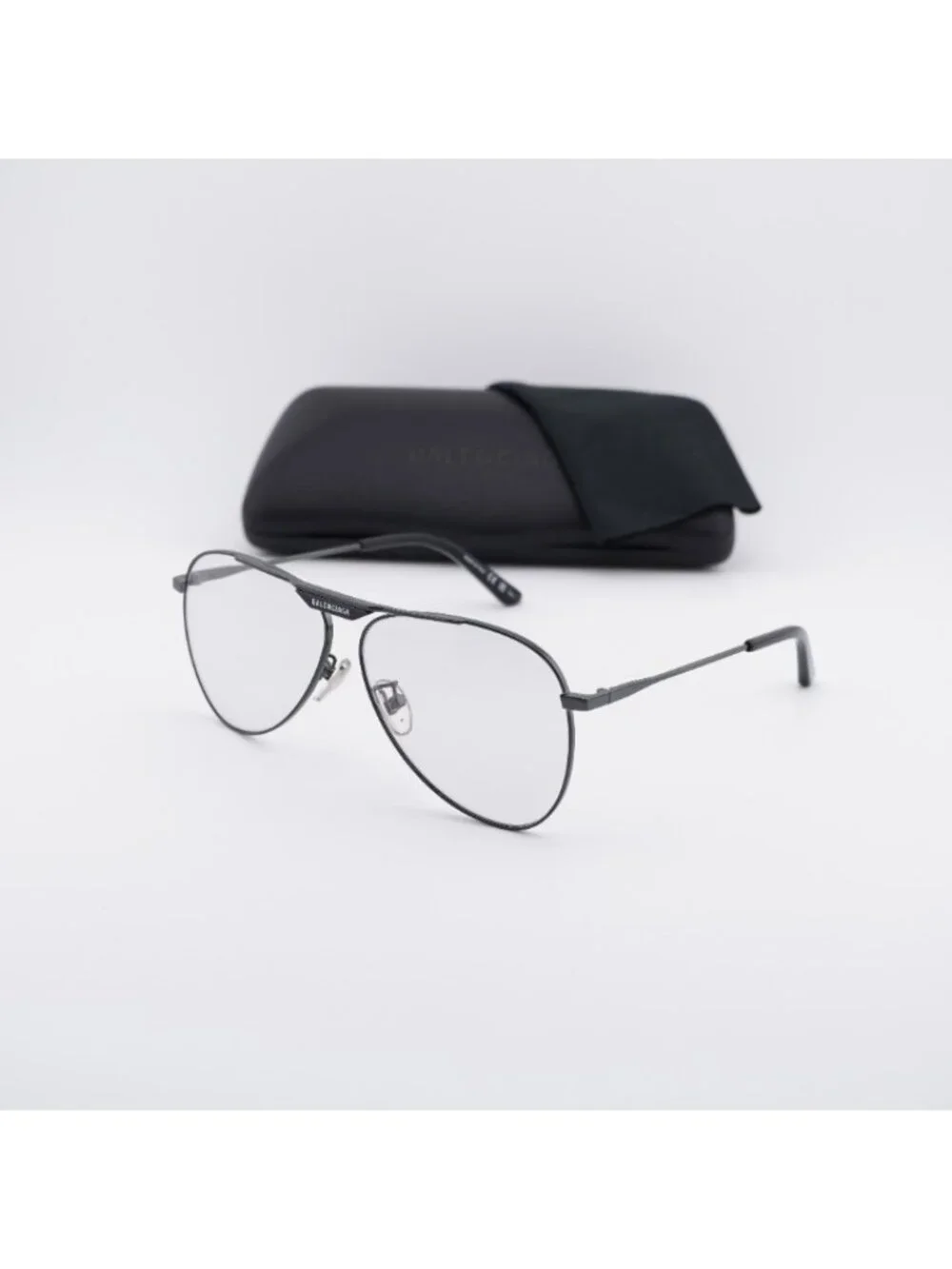 Balenciaga BB0244S 004 Sunglasses Gunmetal Aviator Frame, Light Grey Lenses